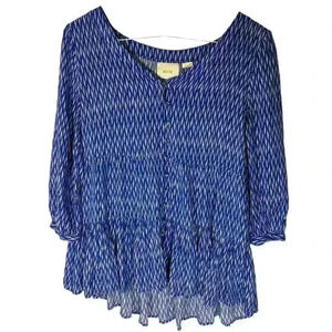 Anthropologie Maeve women’s Medium blue peplum blouse shirt with covered buttons